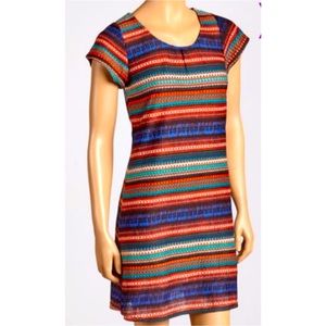 R&K Colurful Stripe Cap-Sleeve Dress, SZ: S